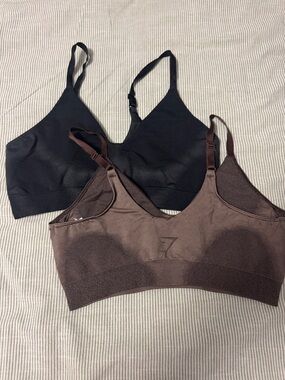 gymShark Seamless Bralette with Adjustable Straps - Black & Brown